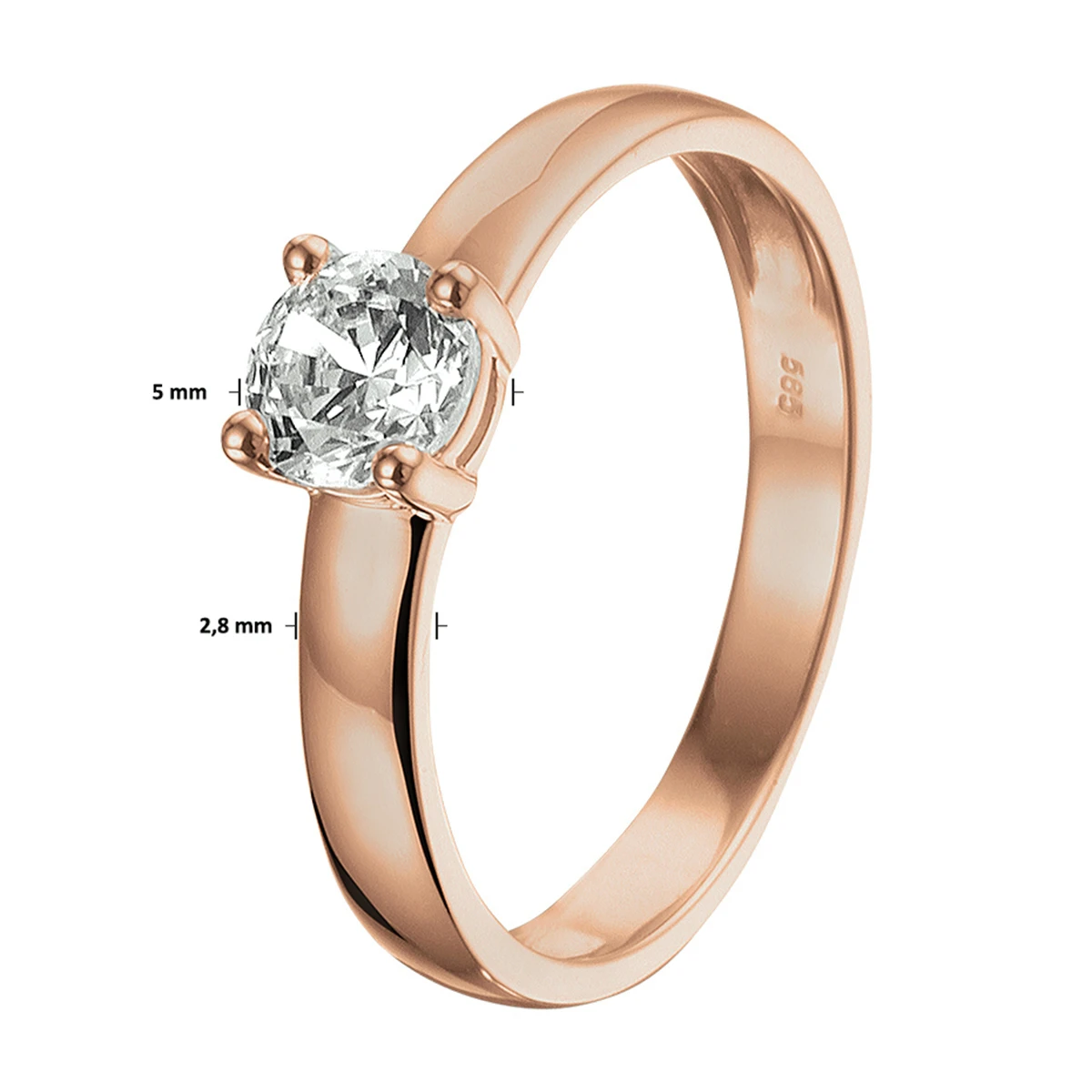 ring zirkonia 14K roségoud