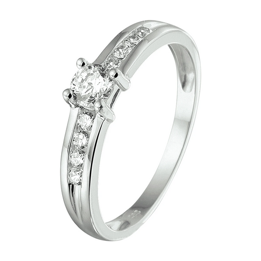 ring zirkonia 14K witgoud