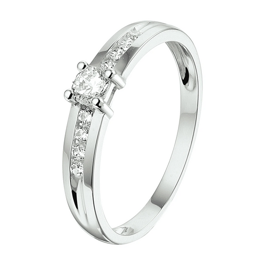 ring zirkonia 14K witgoud