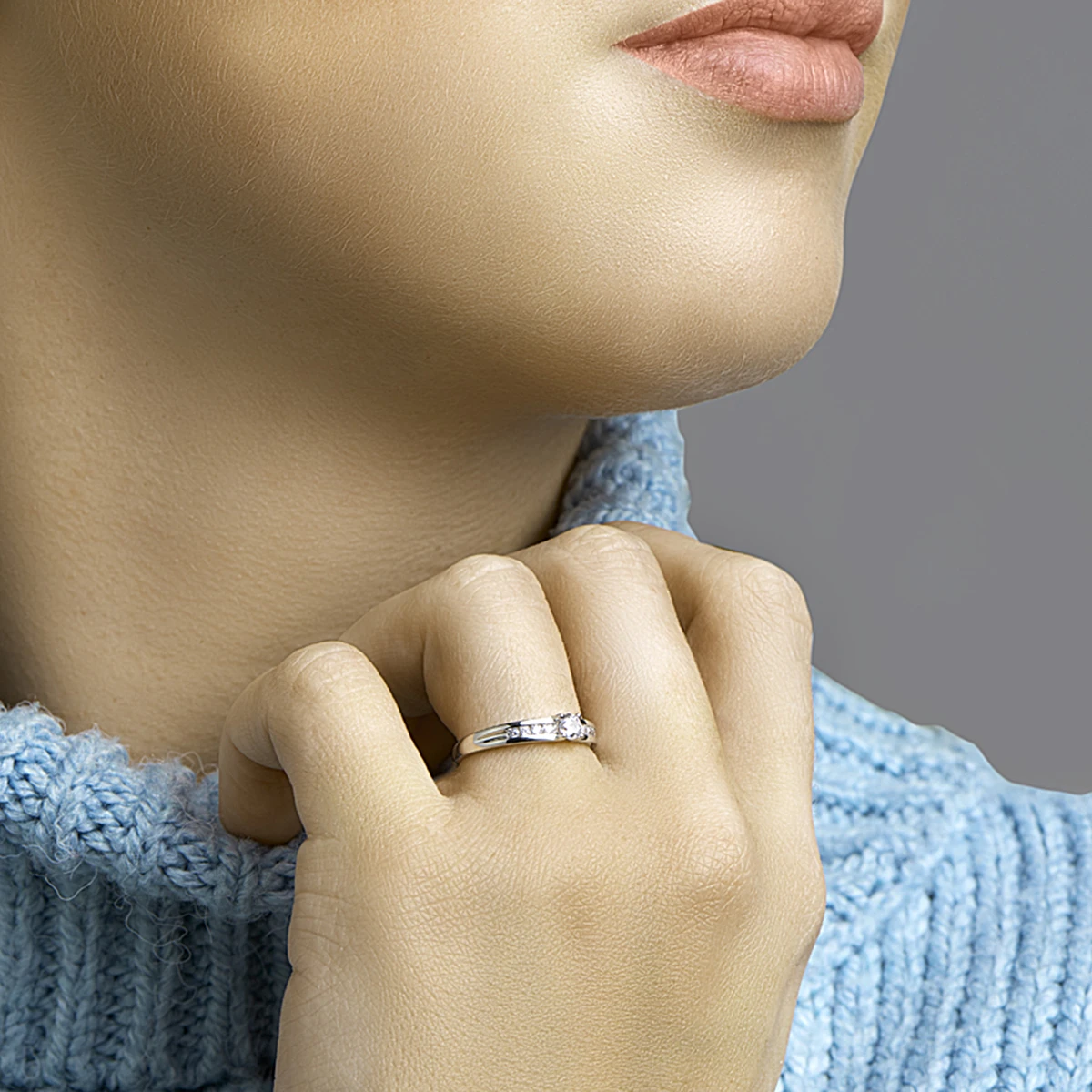 ring zirkonia 14K witgoud