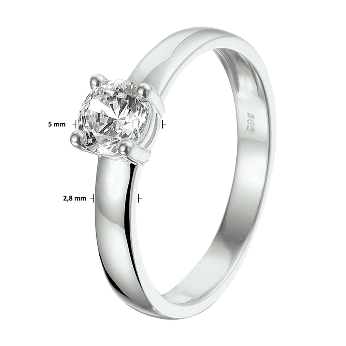 ring zirkonia 14K witgoud