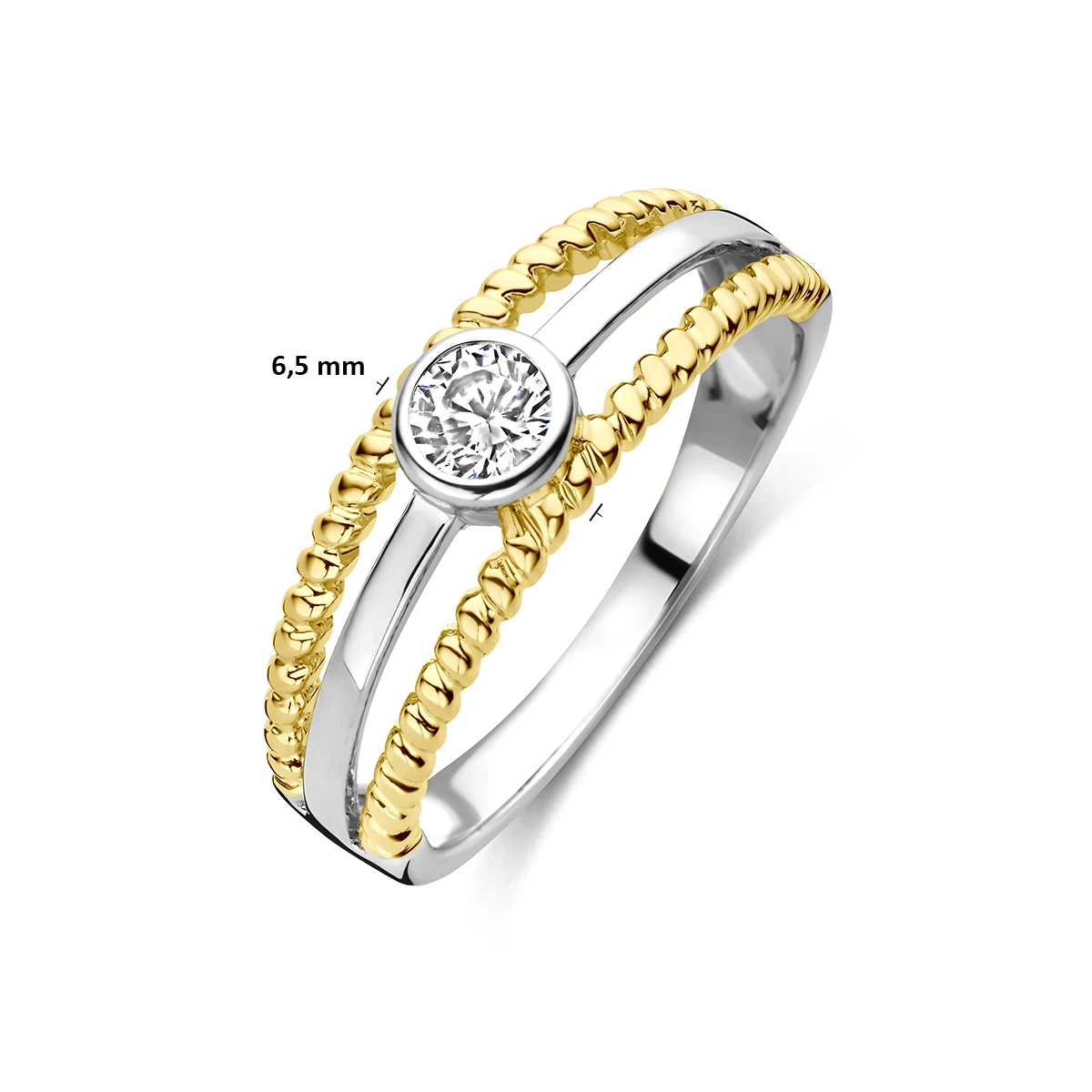ring zirkonia 3 micron zilver verguld (geel/rhodium)