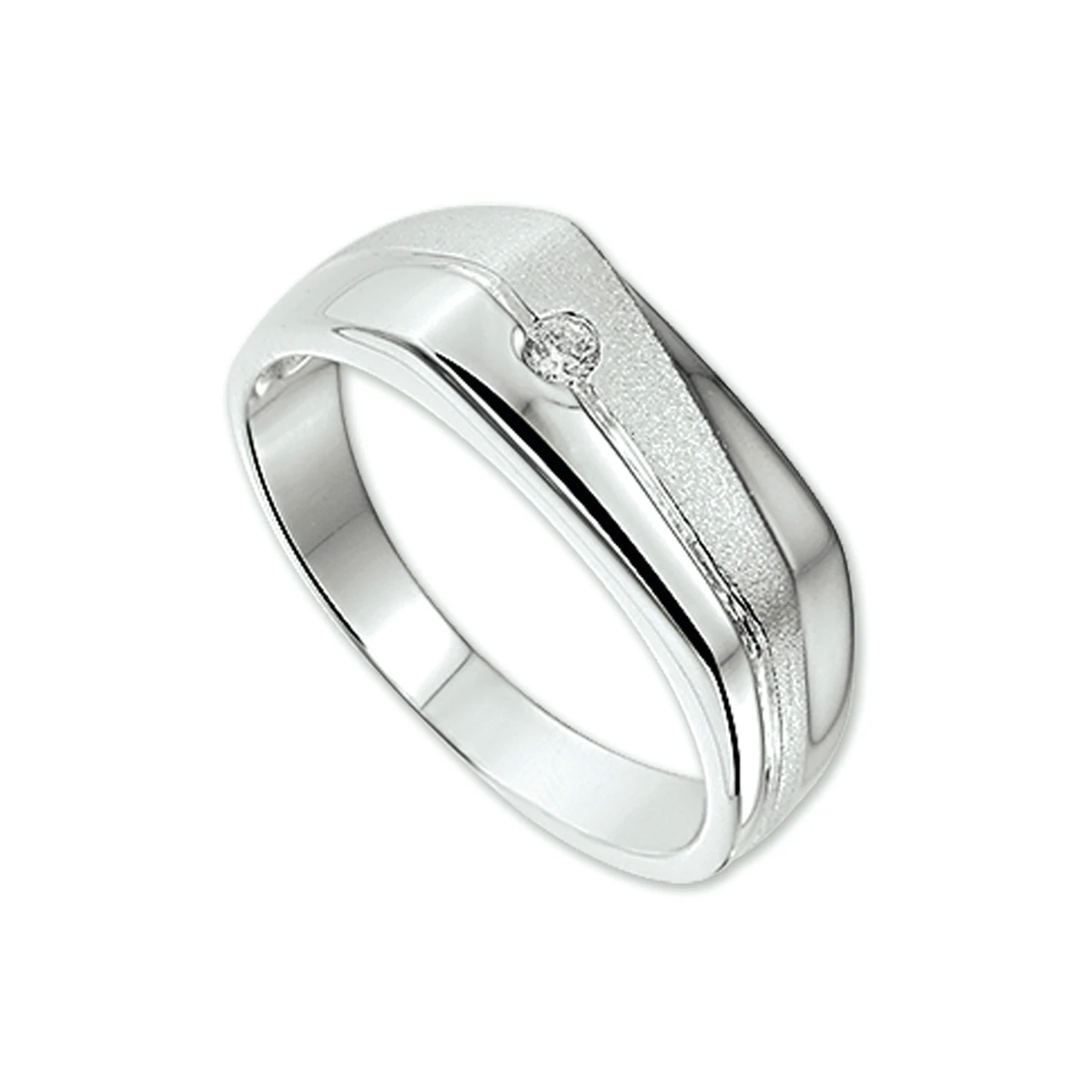 ring zirkonia dwarsmodel poli/mat zilver wit