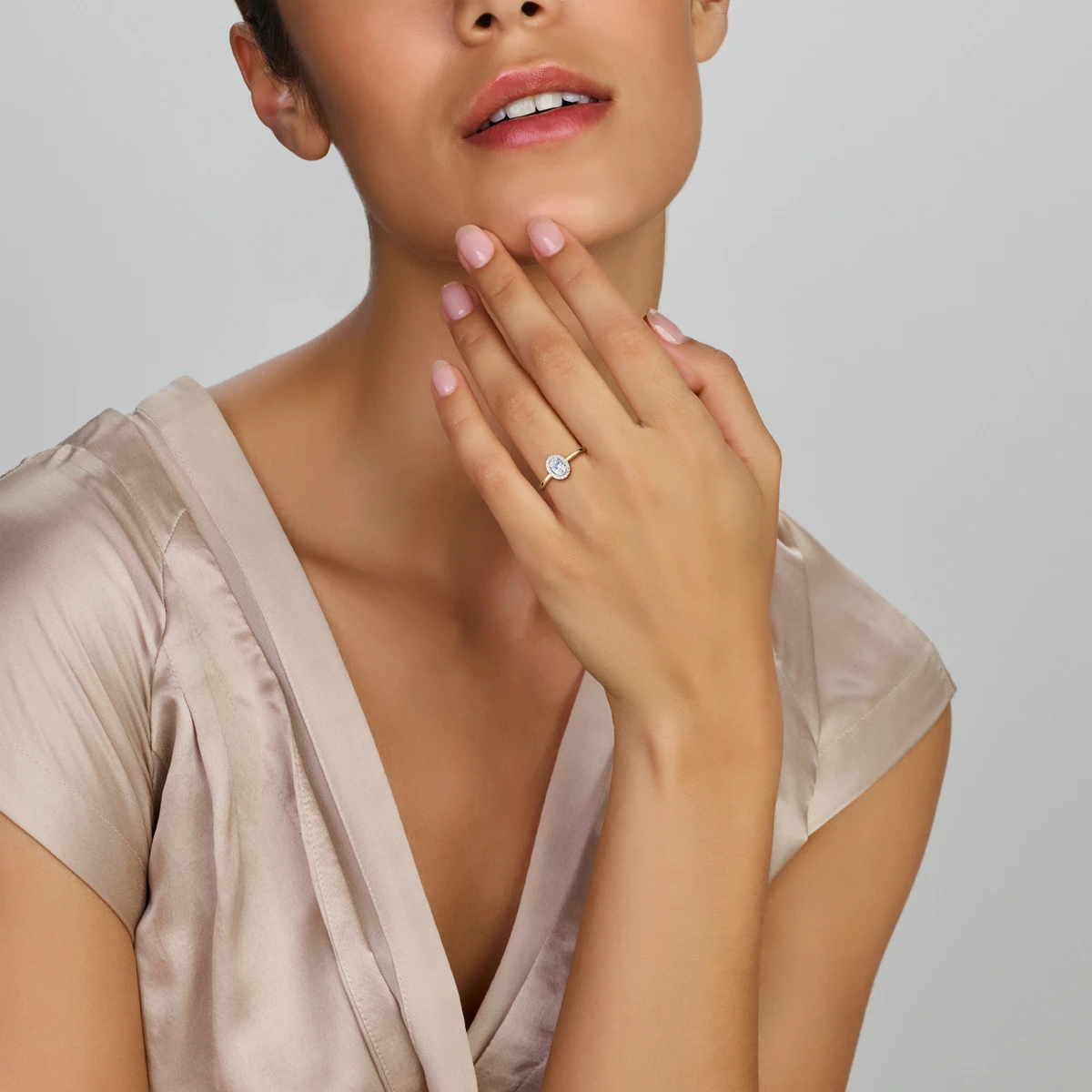 ring zirkonia halo 14K geelgoud