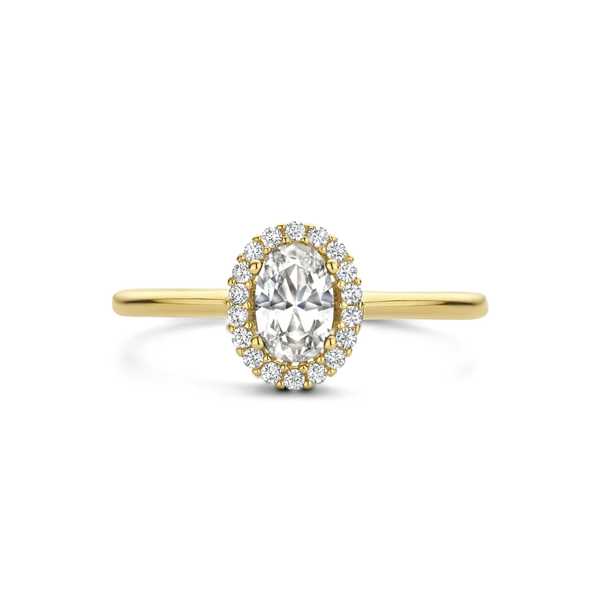 ring zirkonia halo 14K geelgoud