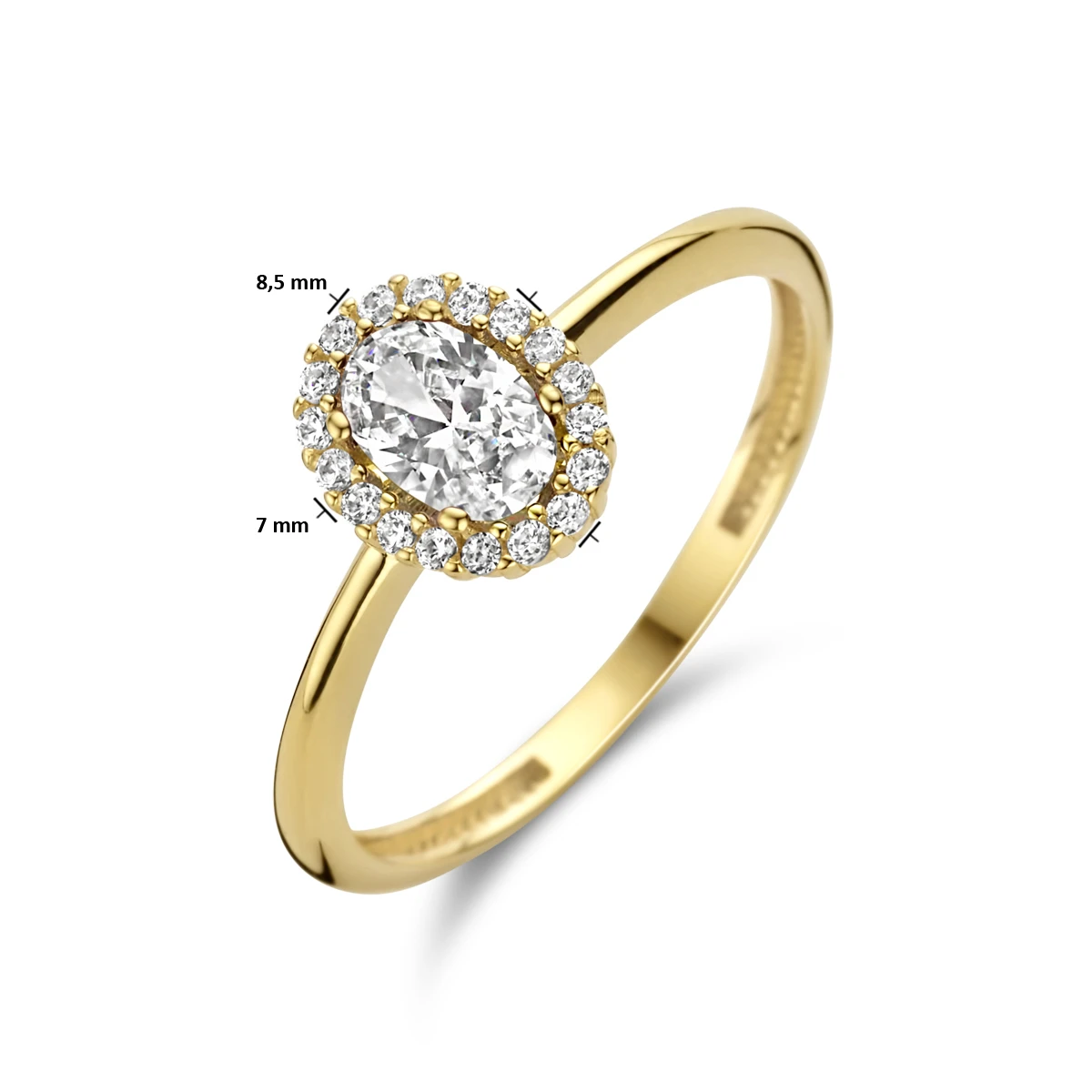 ring zirkonia halo 14K geelgoud