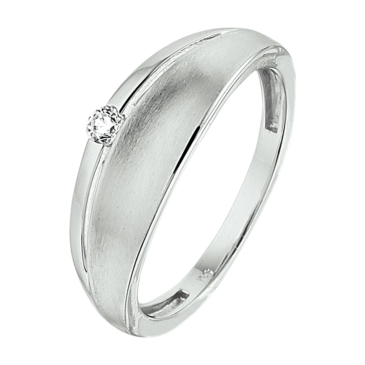 ring zirkonia poli/mat zilver gerhodineerd