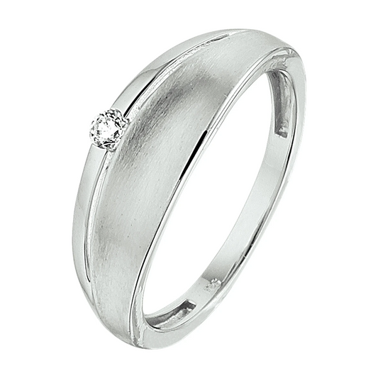 ring zirkonia poli/mat zilver gerhodineerd