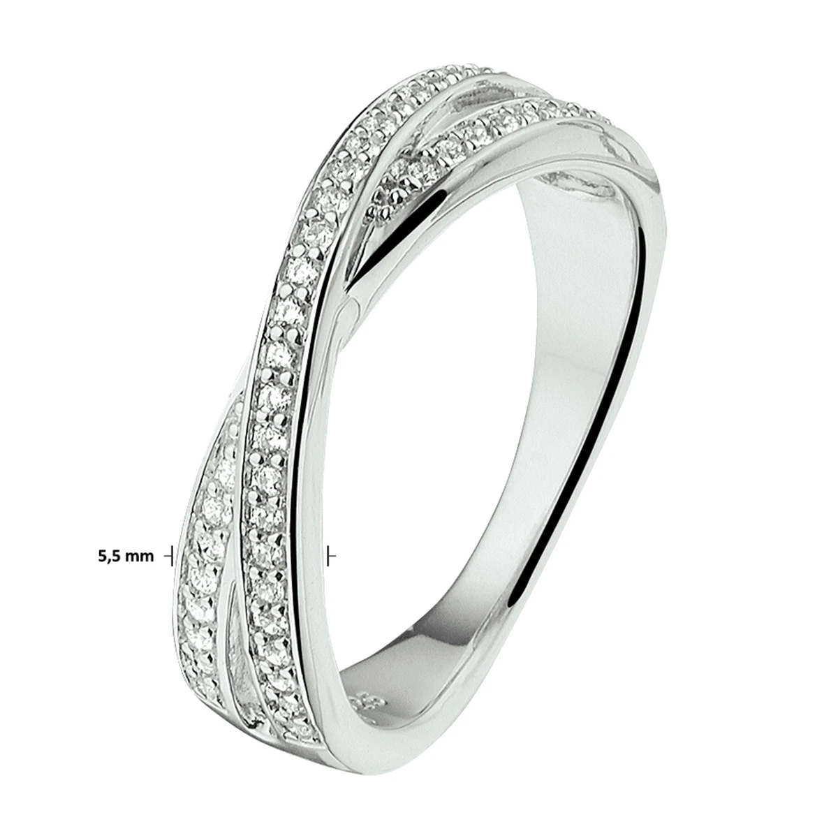 ring zirkonia zilver gerhodineerd