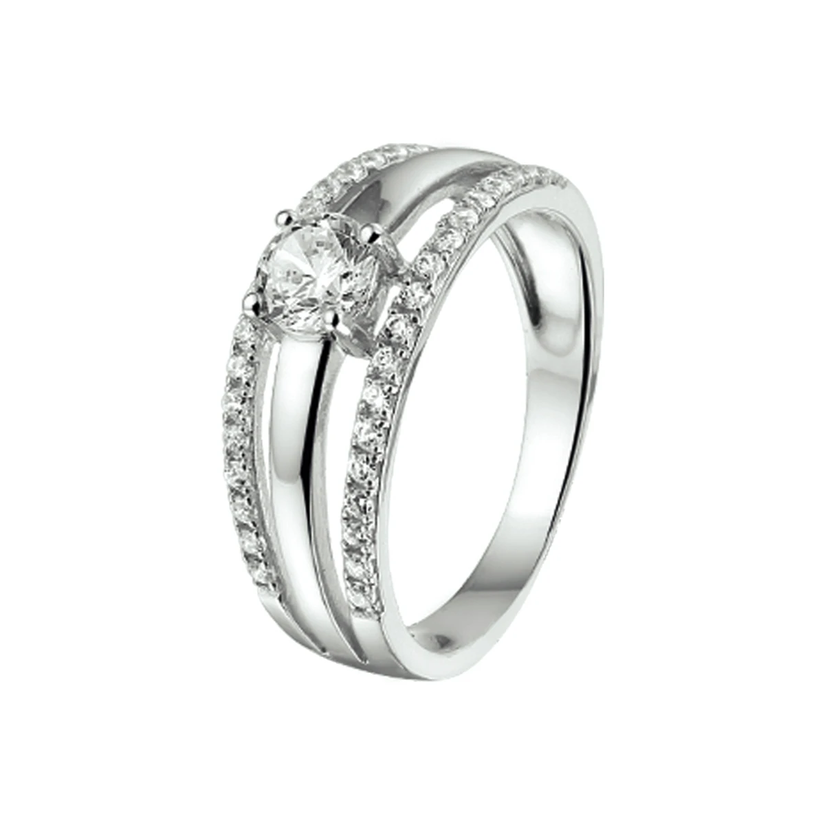 ring zirkonia zilver gerhodineerd