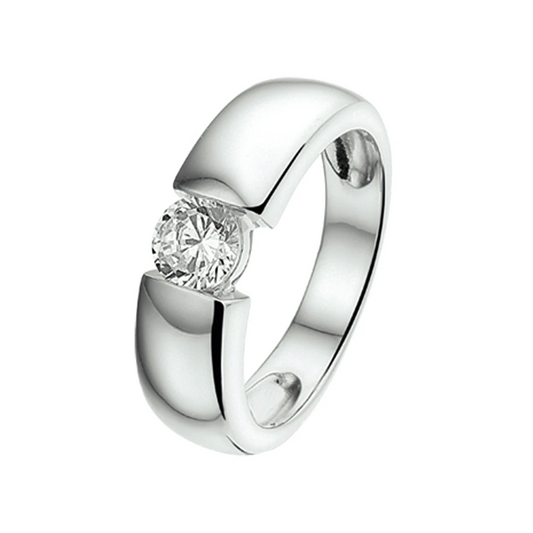 ring zirkonia zilver gerhodineerd