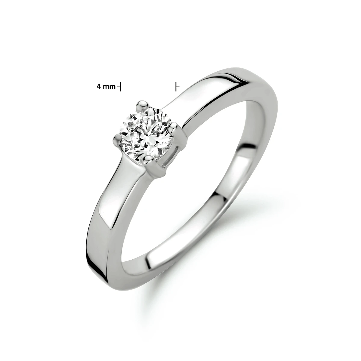 ring zirkonia zilver gerhodineerd