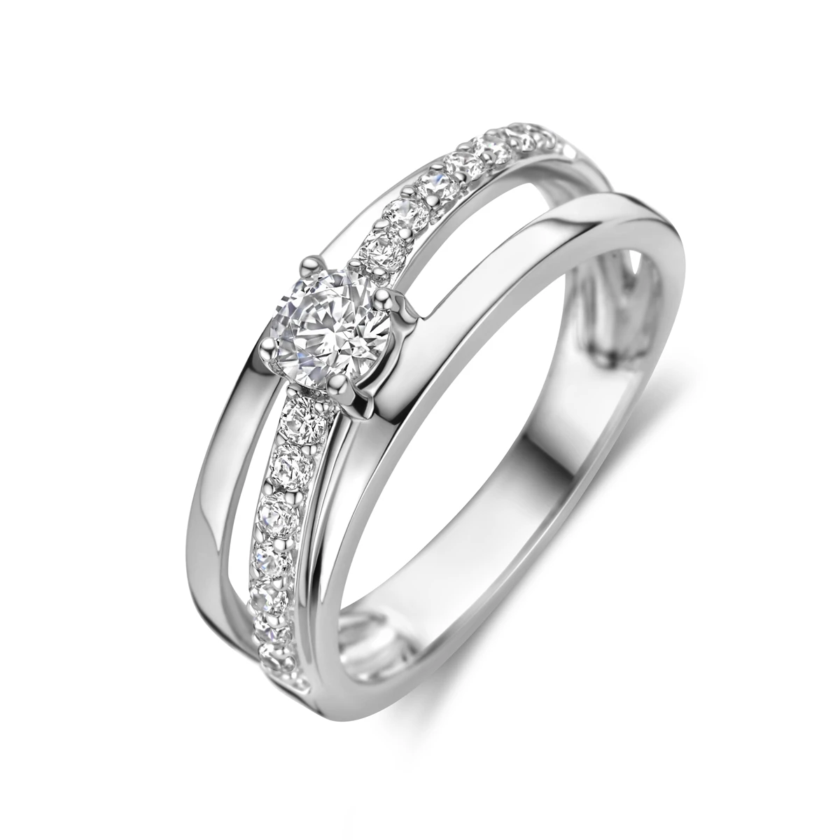 ring zirkonia zilver gerhodineerd