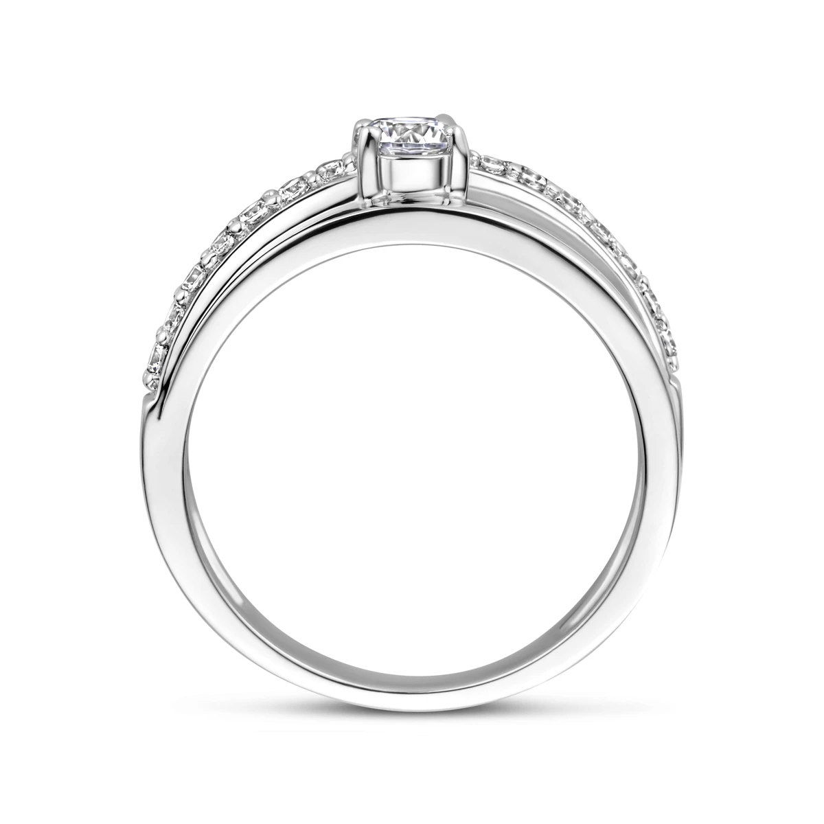 ring zirkonia zilver gerhodineerd