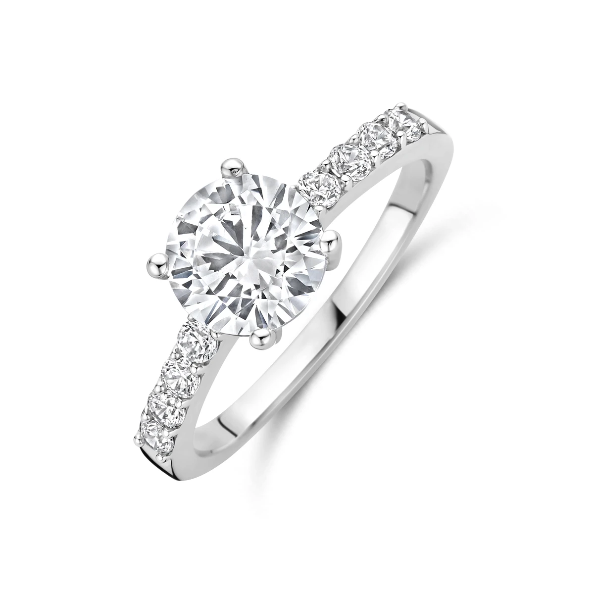 ring zirkonia zilver gerhodineerd