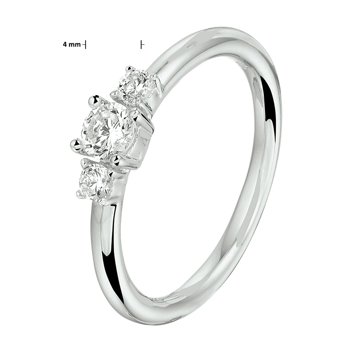 ring zirkonia zilver gerhodineerd