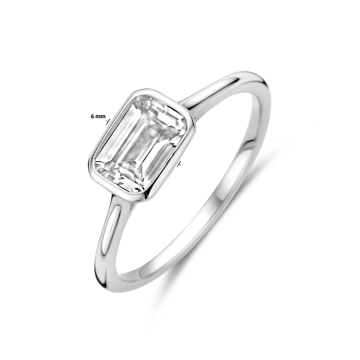 ring zirkonia zilver gerhodineerd