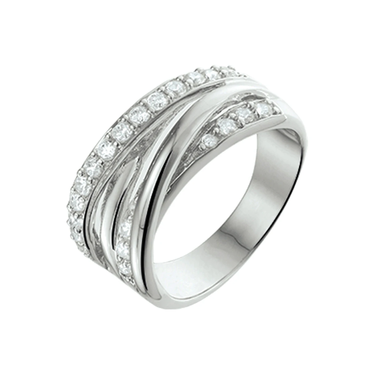 ring zirkonia zilver gerhodineerd