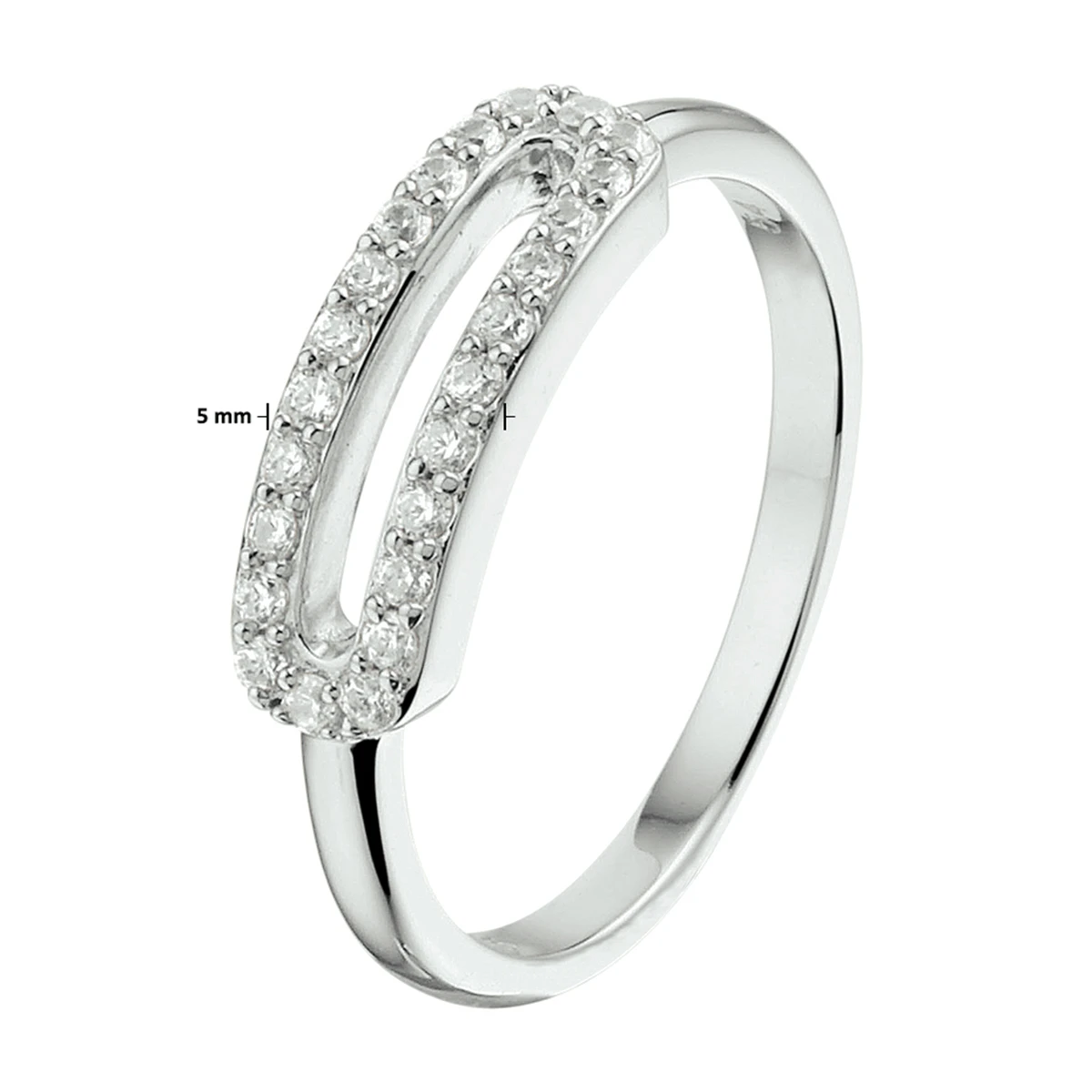 ring zirkonia zilver gerhodineerd