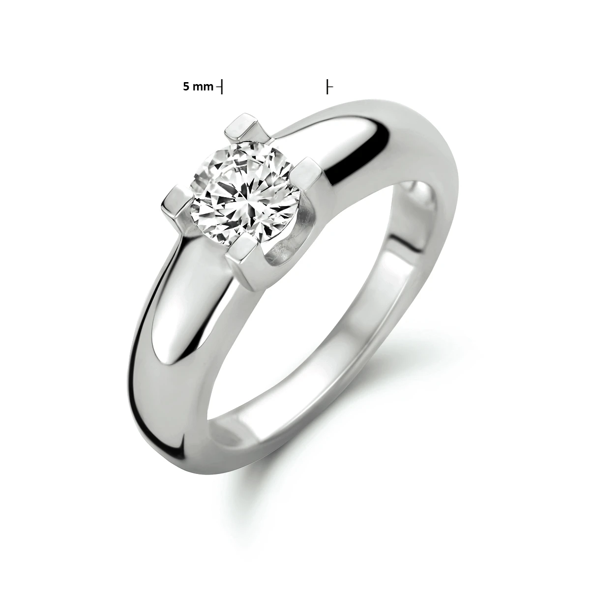ring zirkonia zilver gerhodineerd