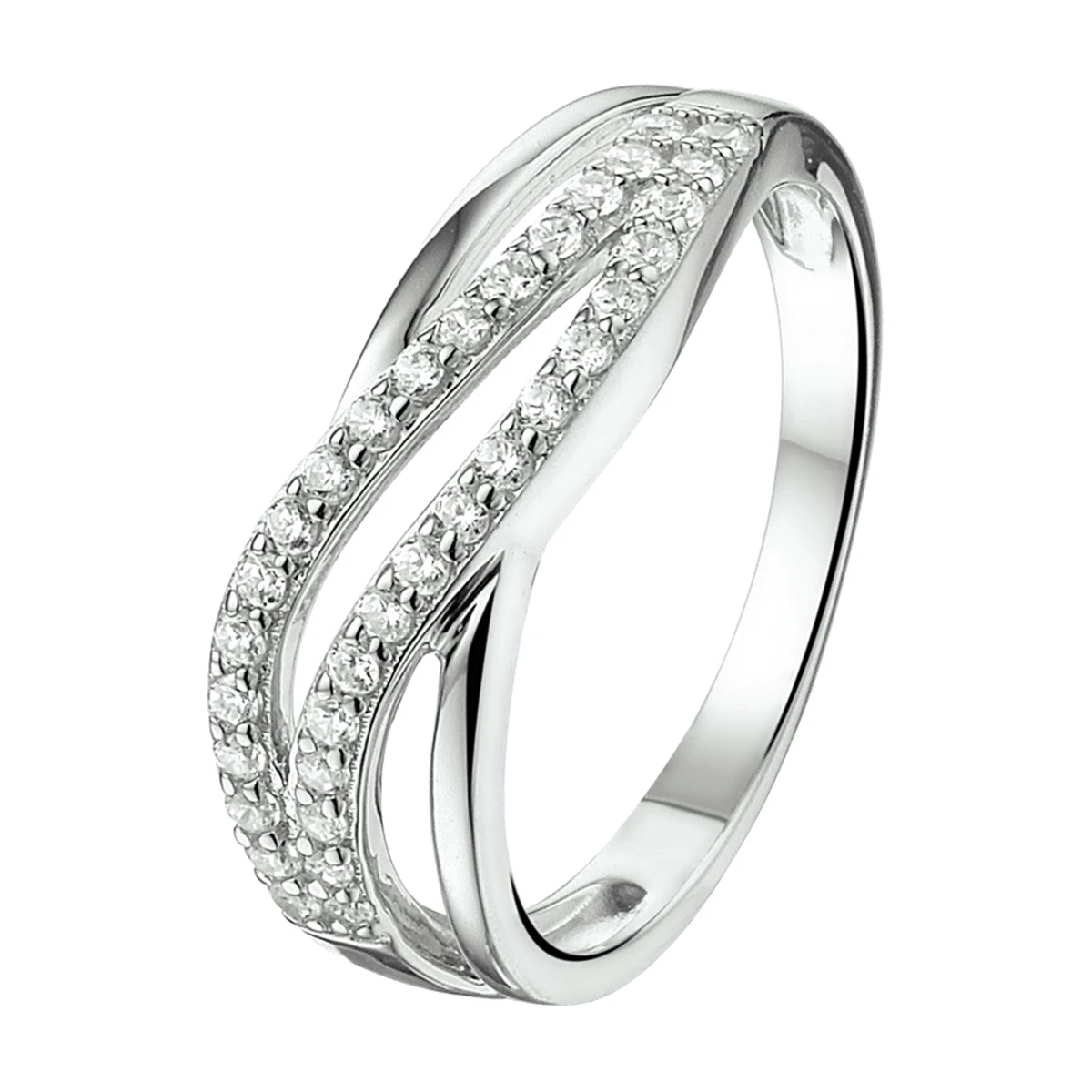 ring zirkonia zilver gerhodineerd