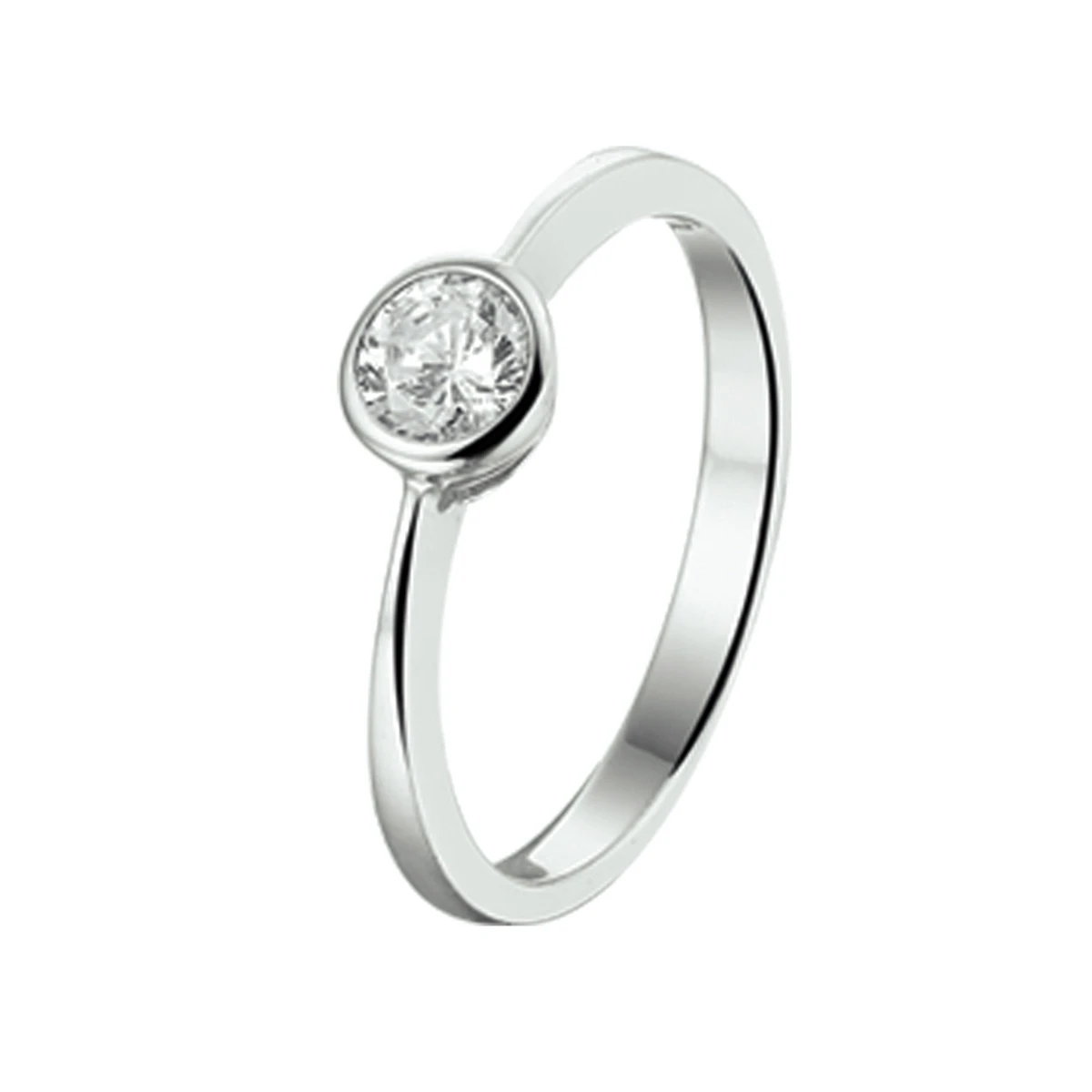 ring zirkonia zilver gerhodineerd