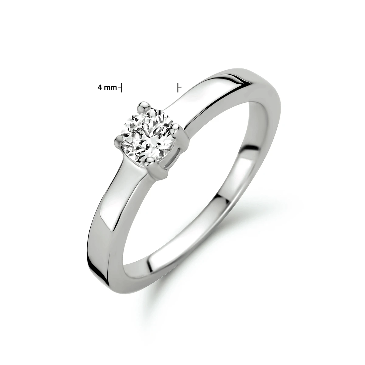 ring zirkonia zilver gerhodineerd