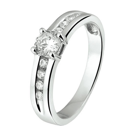 ring zirkonia zilver gerhodineerd
