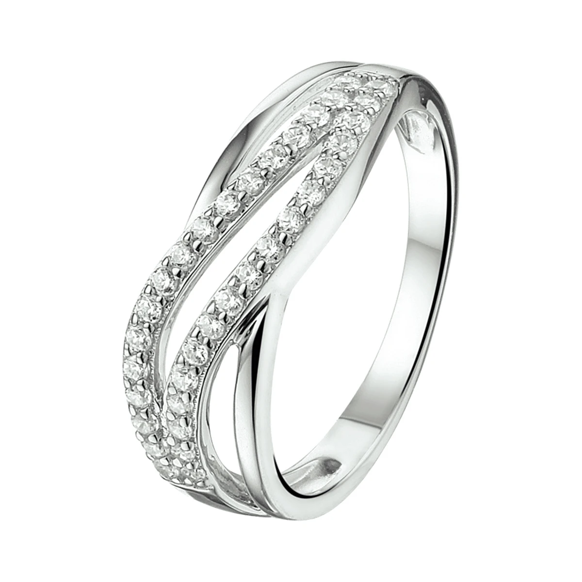 ring zirkonia zilver gerhodineerd