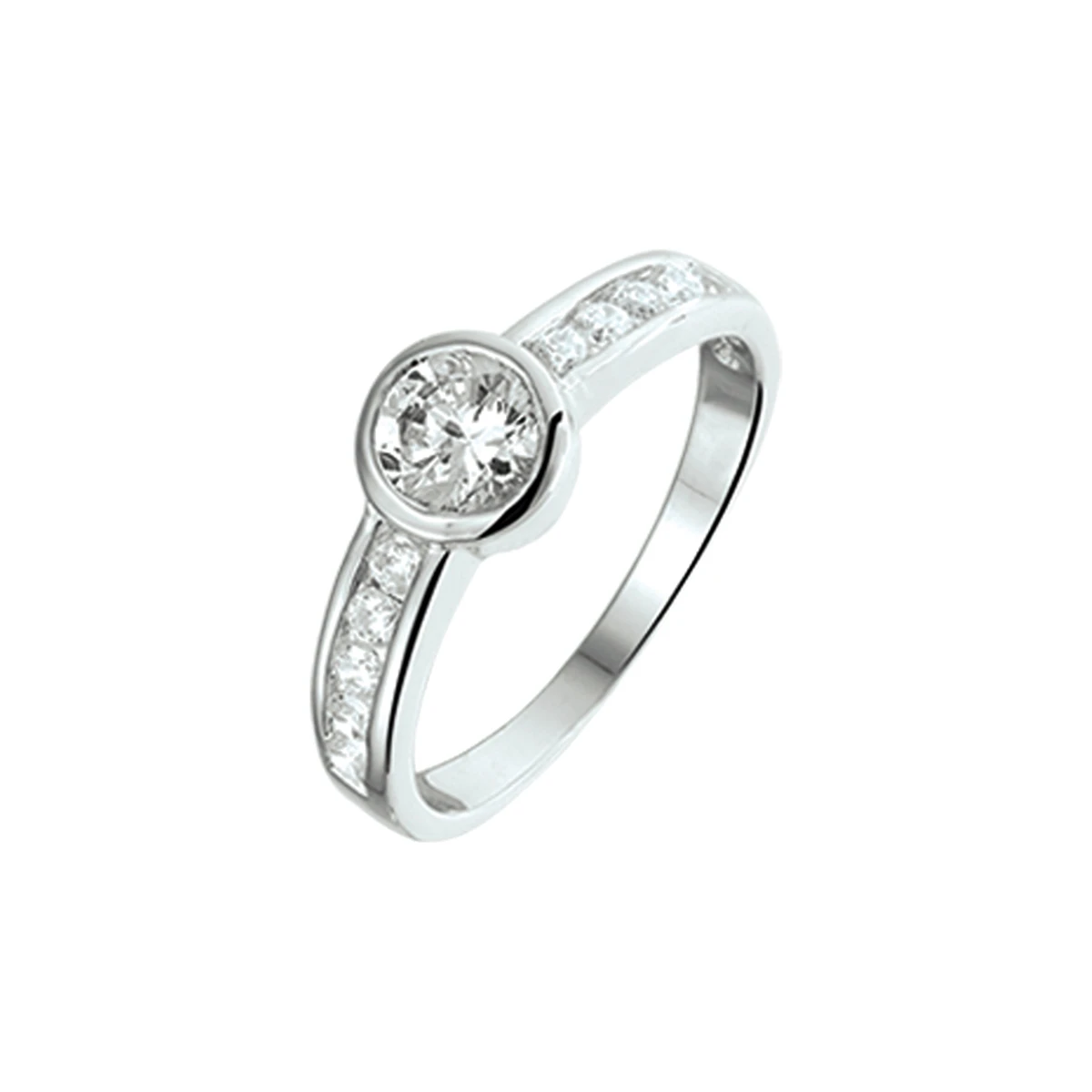 ring zirkonia zilver gerhodineerd