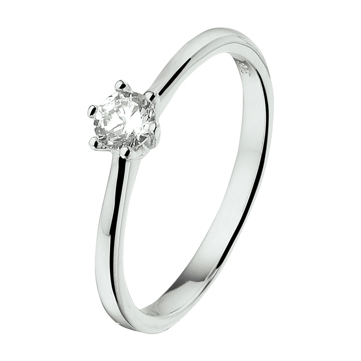 ring zirkonia zilver gerhodineerd