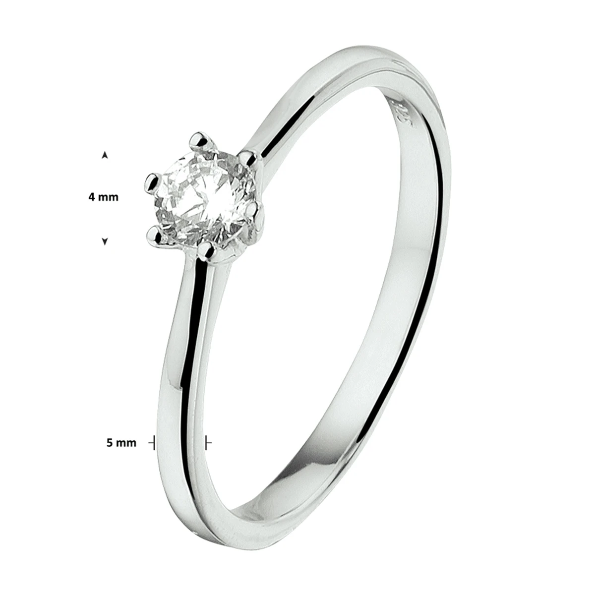ring zirkonia zilver gerhodineerd