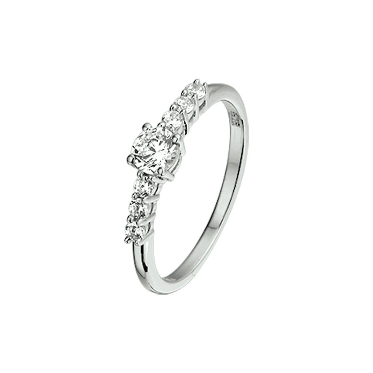 ring zirkonia zilver gerhodineerd