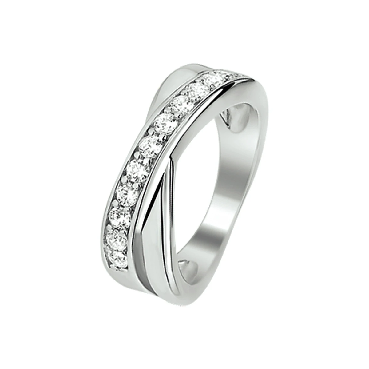 ring zirkonia zilver gerhodineerd