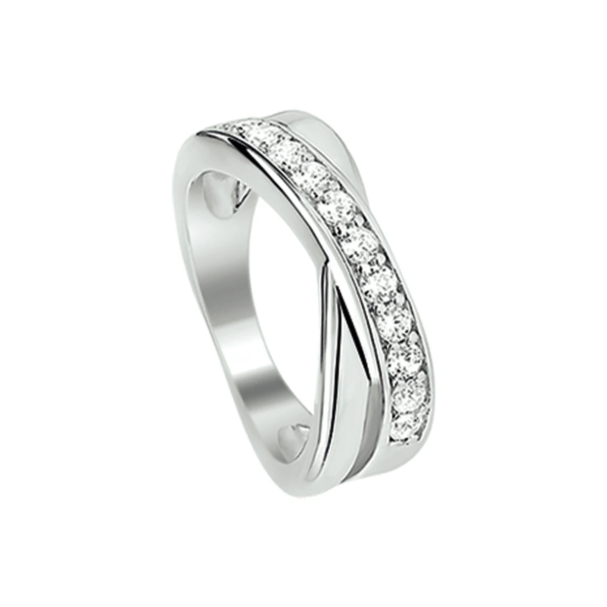 ring zirkonia zilver gerhodineerd