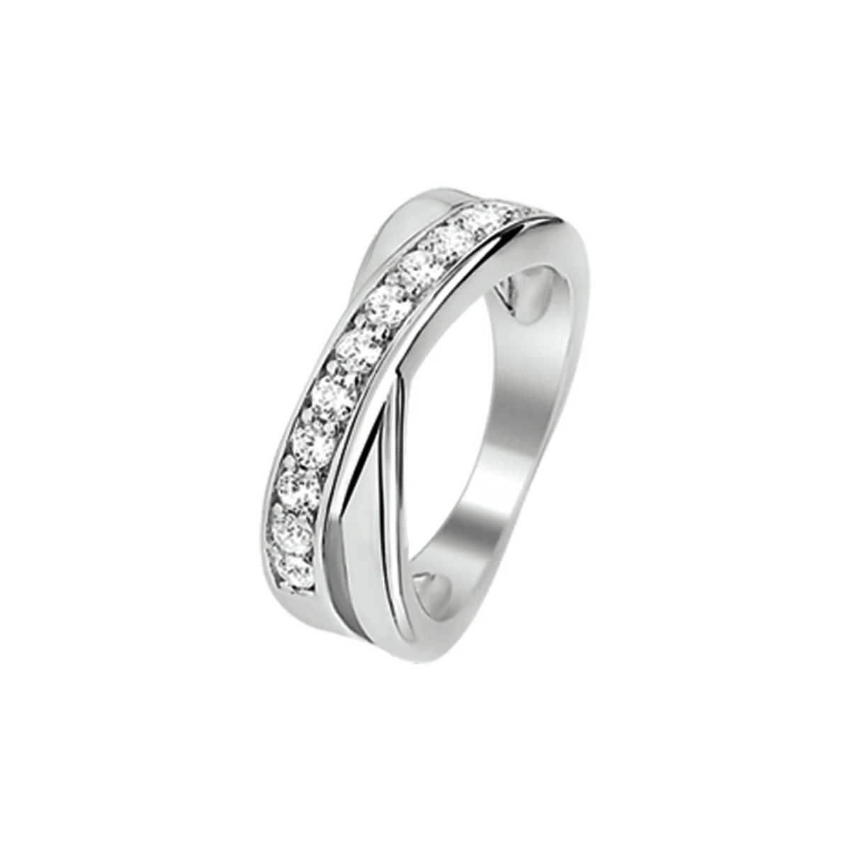 ring zirkonia zilver gerhodineerd