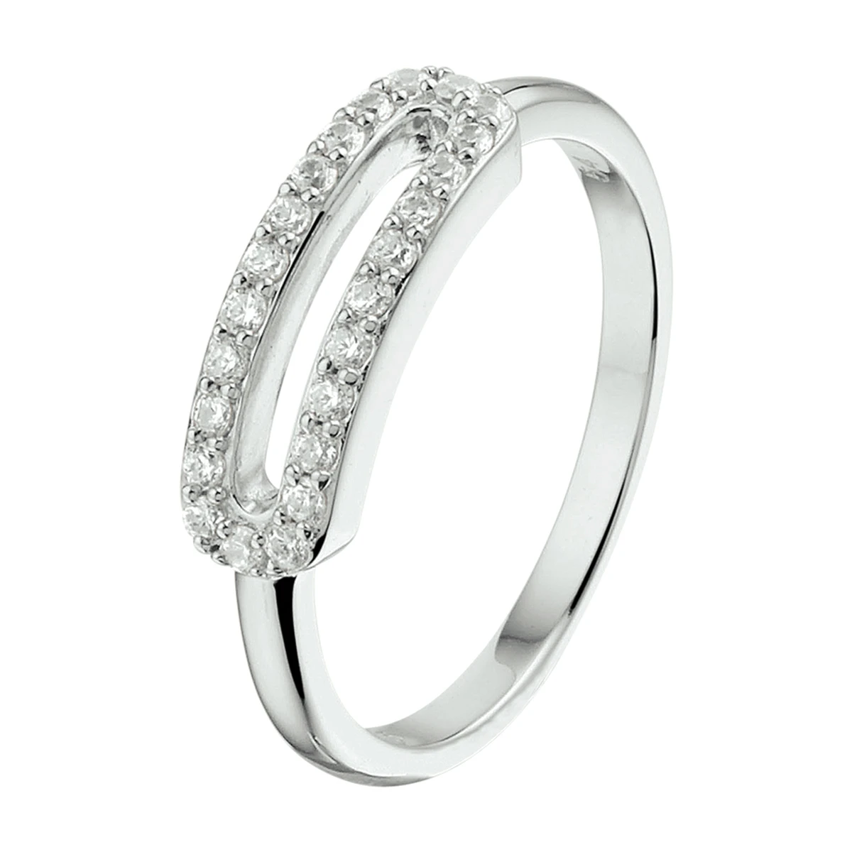 ring zirkonia zilver gerhodineerd
