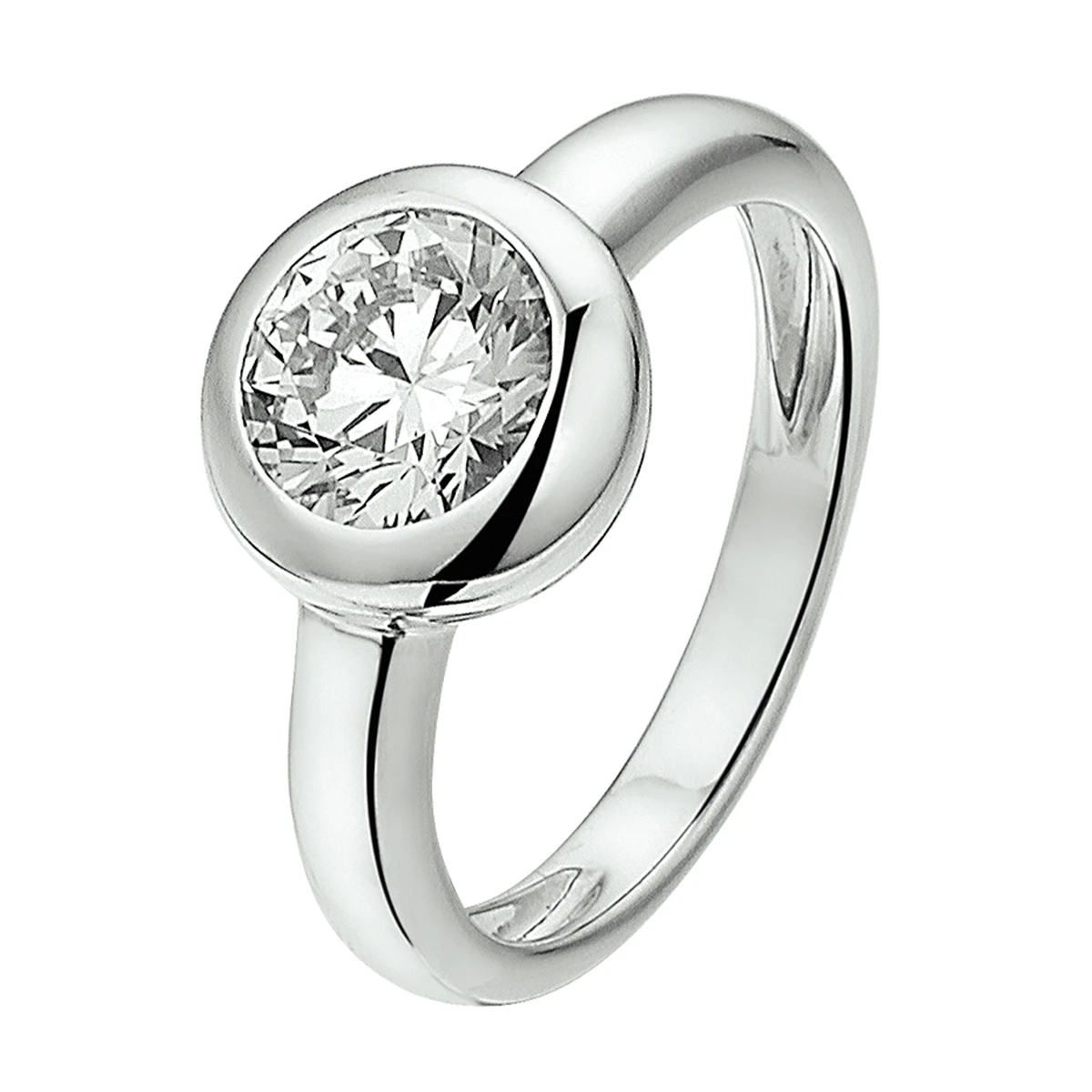 ring zirkonia zilver gerhodineerd