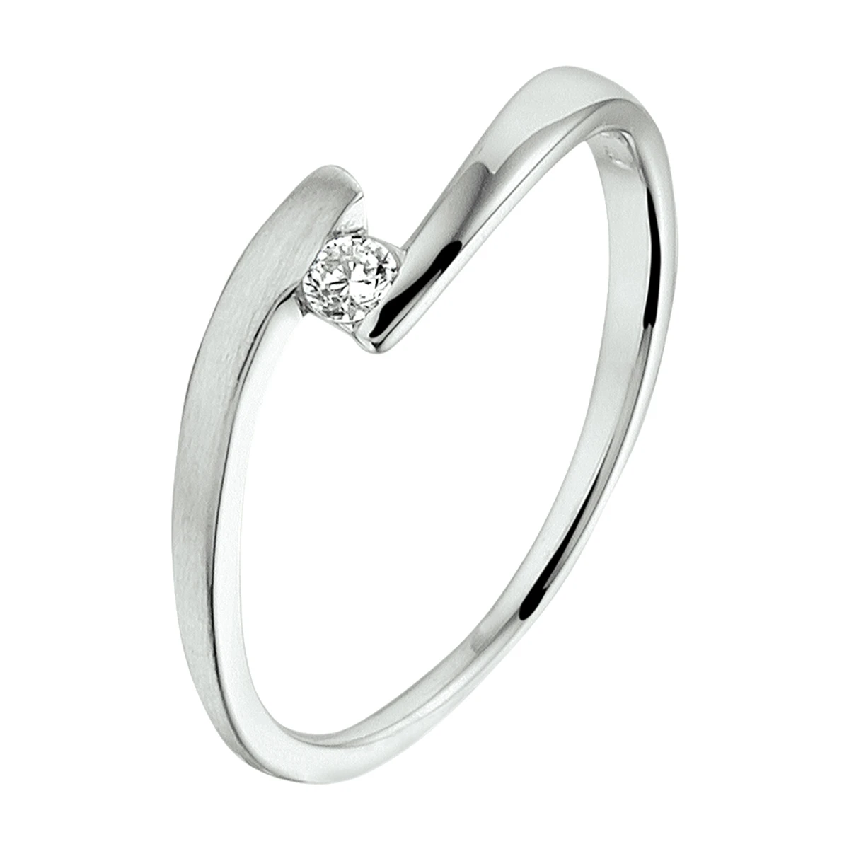ring zirkonia zilver gerhodineerd