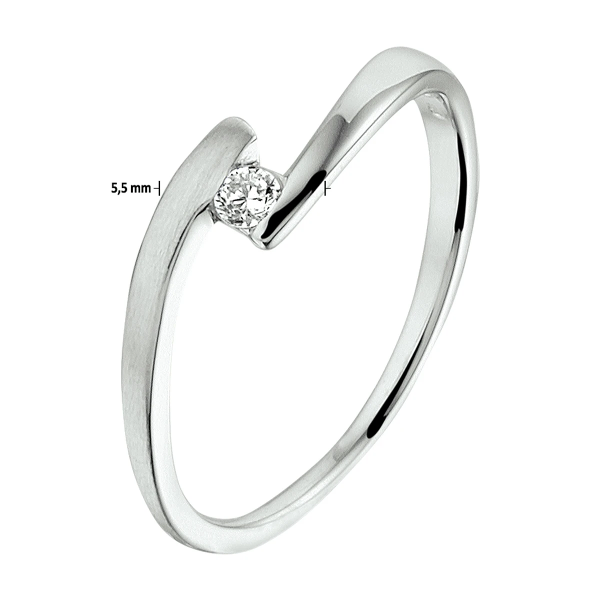 ring zirkonia zilver gerhodineerd