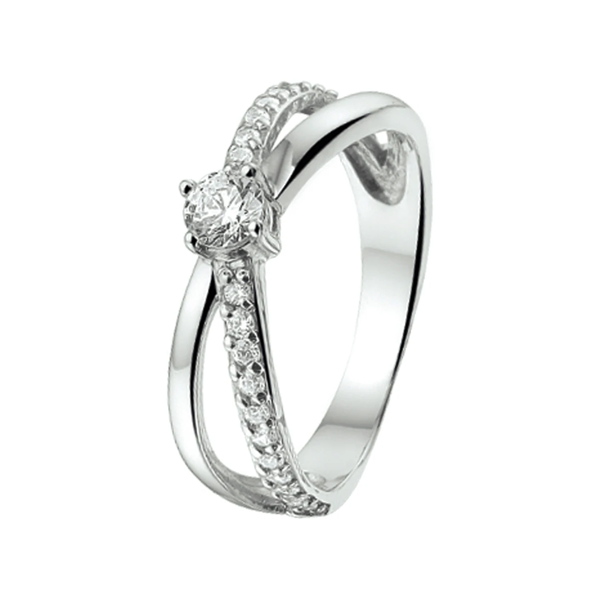 ring zirkonia zilver gerhodineerd