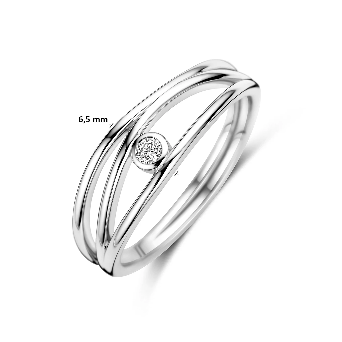 ring zirkonia zilver gerhodineerd