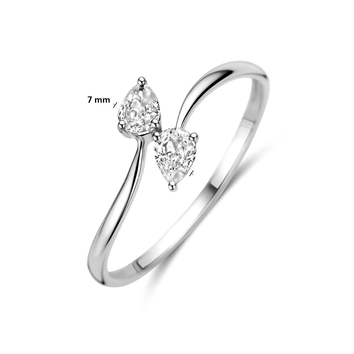 ring zirkonia zilver gerhodineerd