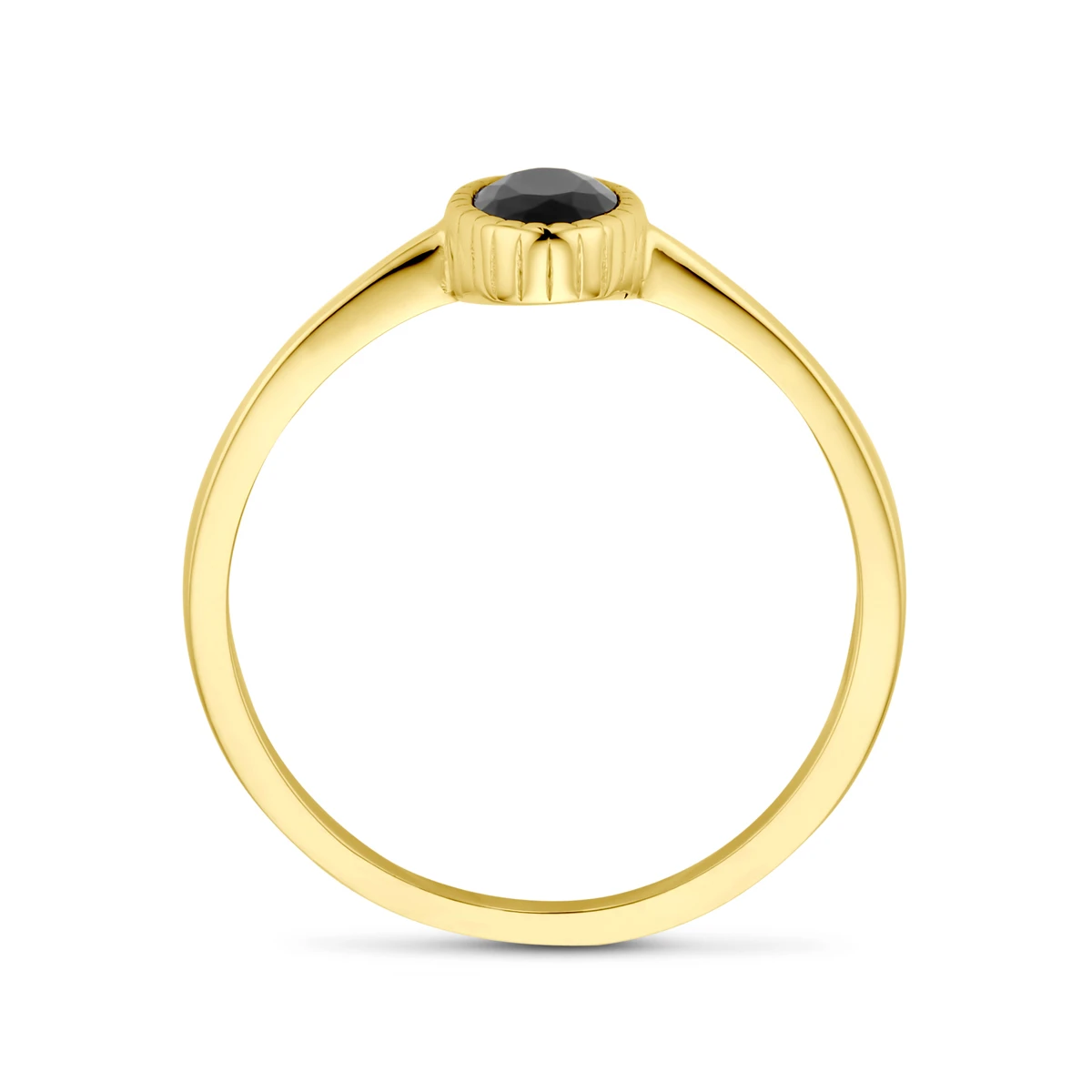 ring zwart zirkonia 14K geelgoud