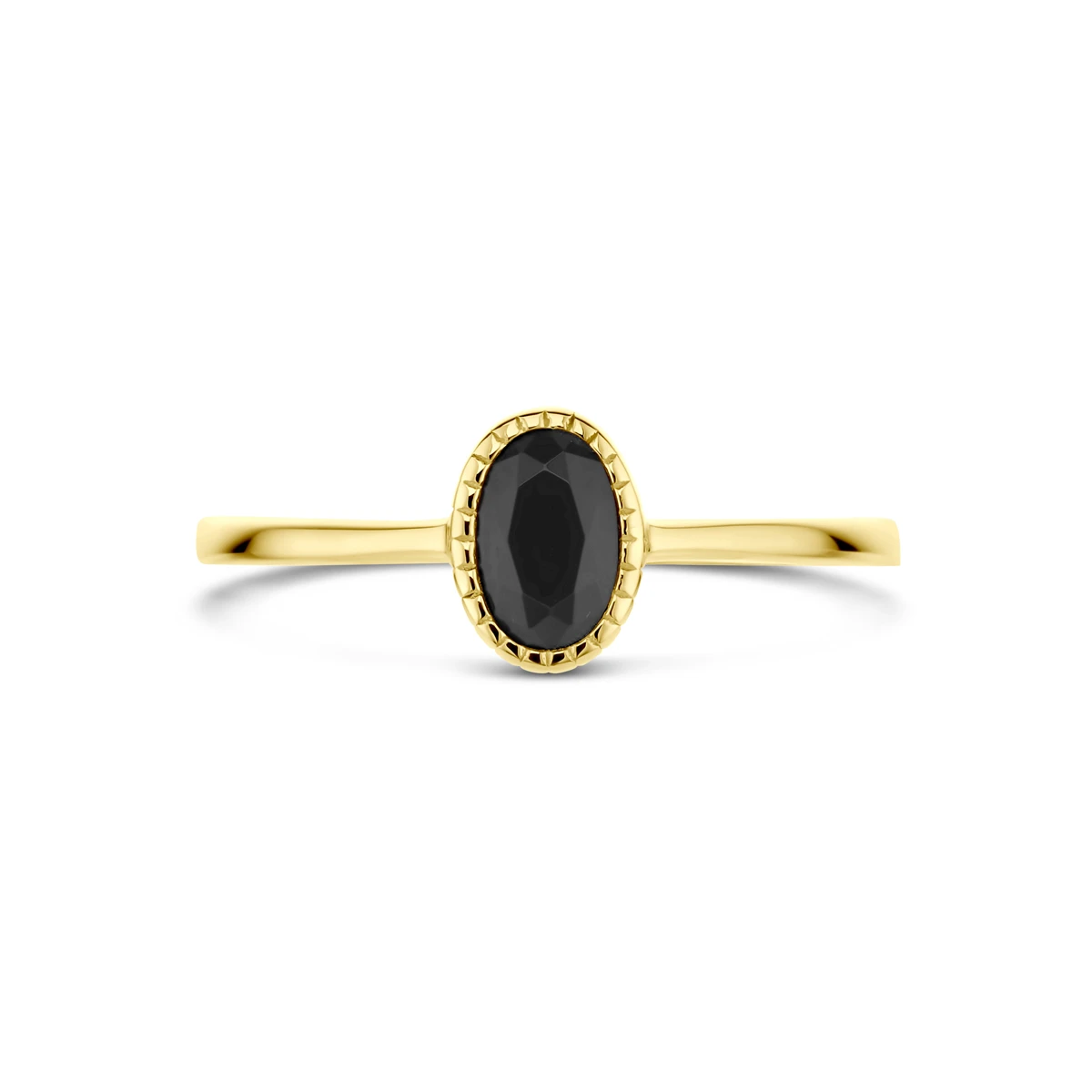 ring zwart zirkonia 14K geelgoud