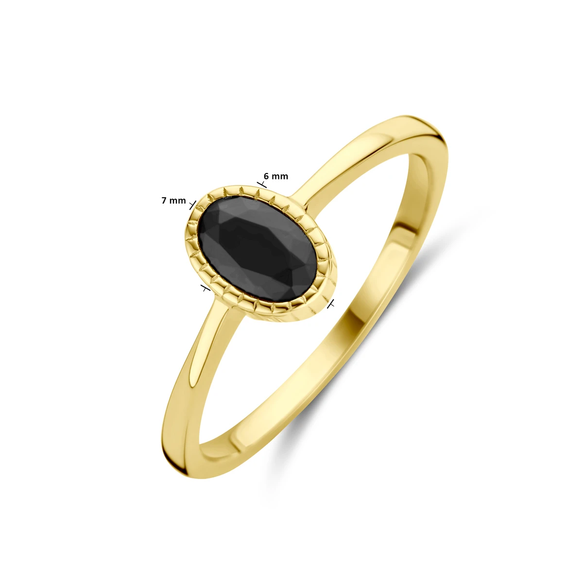 ring zwart zirkonia 14K geelgoud
