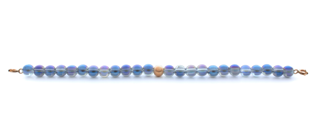 Rose Gold Clasp - Bracelet 6mm Aqua Aura Blue