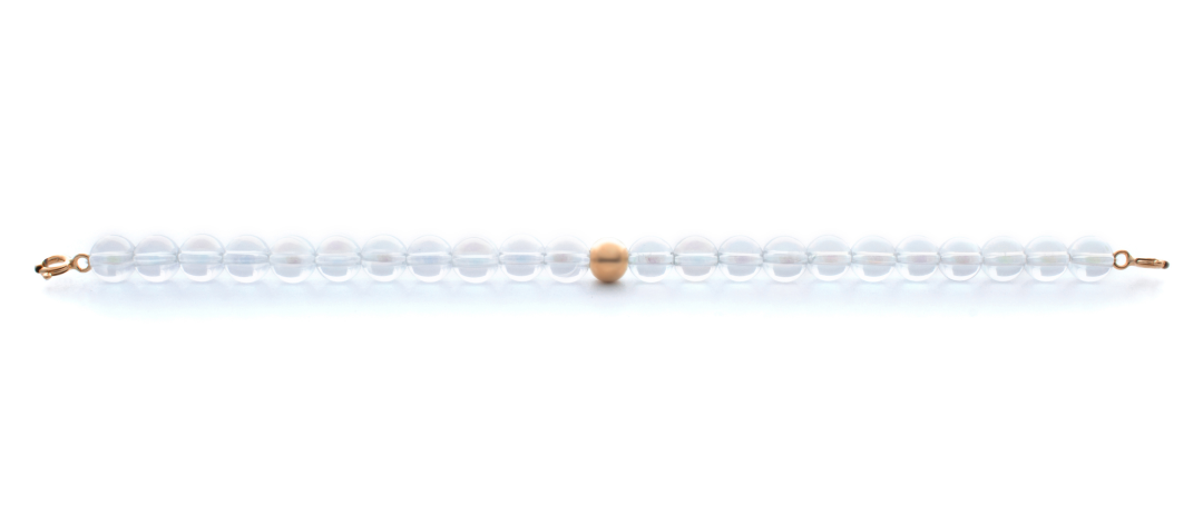 Rose Gold Clasp - Bracelet 6mm Aqua Aura White
