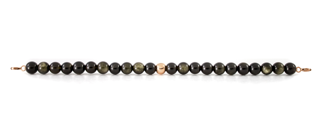 Rose Gold Clasp - Bracelet 6mm Gold Obsidian