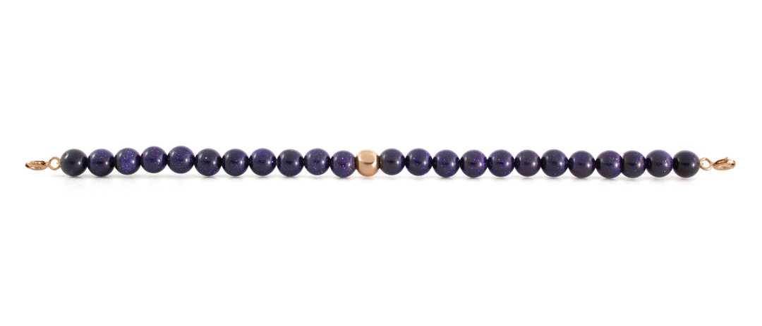 Rose Gold Clasp - Bracelet 6mm Goldstone Blue